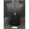 Image 1 : Silver Plated w/ Green Crystal Stone Pendant + Chain Necklace