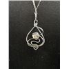 Image 3 : Silver Plated w/ Green Crystal Stone Pendant + Chain Necklace