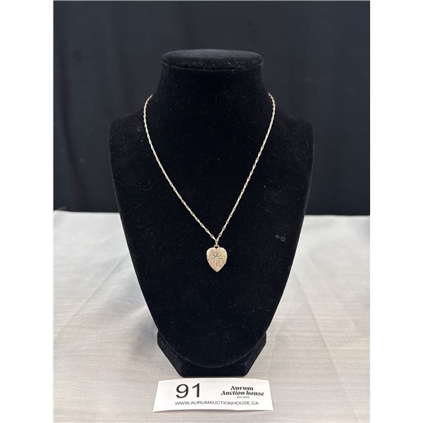Vintage Silver Plated Pendant w/ Chain Necklace Marekd Guess