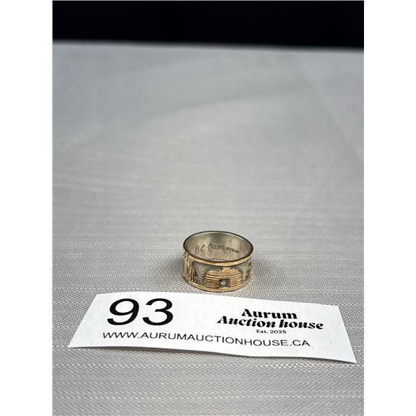 Nice First Nation Sterling Silver w/ Gold Ring Band, Signed B.C. Marked Gold Fill Sterling