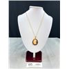 Image 1 : Vintage Gold Plated Cameo Pendant w/ Chain Necklace