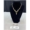Image 1 : Vintage Silver Plated Clear Rhinestones Necklace w/ Matching Screw On Earrings Set