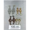Image 1 : 4 Pairs of Vintage Rhinestones + Pearls Earrings