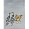 Image 3 : 4 Pairs of Vintage Rhinestones + Pearls Earrings