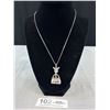 Image 1 : Silver Plated Crystal Stone Pendant Necklace, Marked Sui