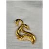 Image 2 : Huge Gold Plated Swans w/ Rhinestones Brooch Unmarked