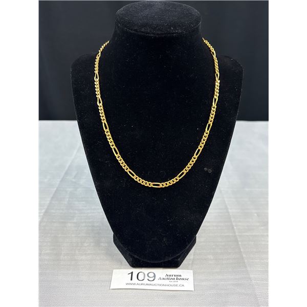 Solid Gold Plated Figaro Chain Necklace