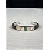 Image 2 : Turqouise Mother of Pearls + Abelone Inlaid Open Cuff Bangle + Pair of Earrings