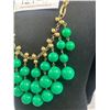 Image 2 : Vintage Stell and Dot Green Lucite Beads Bib Gold Tone Necklace