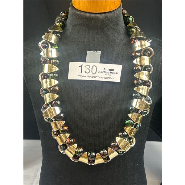 Vintage Silver Plated + Lucite Beads Necklace