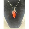 Image 2 : Silver Plated w/ Lucite Stone Pendant + Chain Necklace