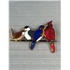 Image 2 : Vintage Gold Plated Enamel Birds Brooch Hall Mark At Back