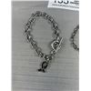 Image 3 : 2 Silver Plated Link Bracelets w/ Each One Charm + Toggle Clasp
