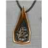 Image 2 : Vintage Copper Pendant w/ Chain Necklace Brooch + 2 Pairs of Earrings