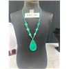 Image 1 : Vintage Silver Framed Glass Pendant w/ Glass Beads Cord Chain Necklace