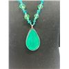 Image 2 : Vintage Silver Framed Glass Pendant w/ Glass Beads Cord Chain Necklace