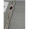 Image 2 : Lovely Hand Set Rhinestones w/ One Red Stone Center Bracelet Self Adjustible Length