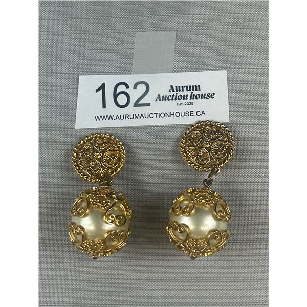 Pair of Vintage Unusual Huge Pearls Clip on Earrings