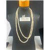 Image 1 : Outstanding Double Length Cultured Freshwater Pearls Necklace, Off White + Pinkish Colors