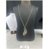 Image 1 : Silver Tone Feather Pendant w/ Chain Necklace