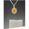 Image 2 : Dainty Vintage Sterling Silver w/ Topaz Quartz Stone Pendant w/ Chain Necklace