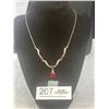 Image 1 : Vintage Lavaliere Choker Necklace w/ Red Stones