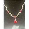 Image 2 : Vintage Lavaliere Choker Necklace w/ Red Stones