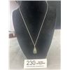 Image 1 : Sterling Silver w/ Blue Topaz Stone Quartz Stone Pendant + Chain Necklace Marked Stg + 925