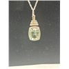 Image 2 : Sterling Silver w/ Blue Topaz Stone Quartz Stone Pendant + Chain Necklace Marked Stg + 925