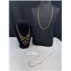 Image 1 : Vintage Gold Plated Aurora Borealis Rhinestones Necklace + 2 Chains Necklaces