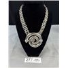 Image 1 : Heavy + Solid Silver Plated Pendant w/ Links Chain Necklace