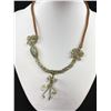 Image 2 : Hand Crafted Pewter w/ Brown Cord Necklace