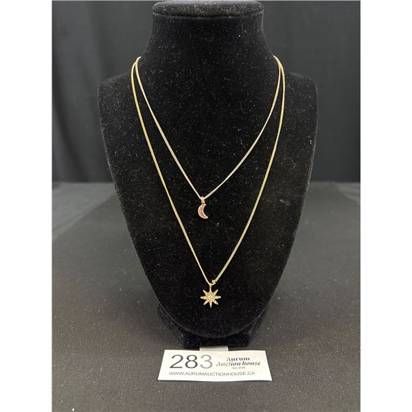 Double Strand Chains w/ Pendants Gold Plated Joe Fresh Necklace