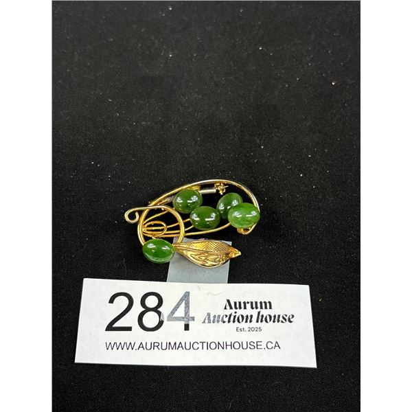 Gold w/ 5 B.C. Jade Stones Pendant