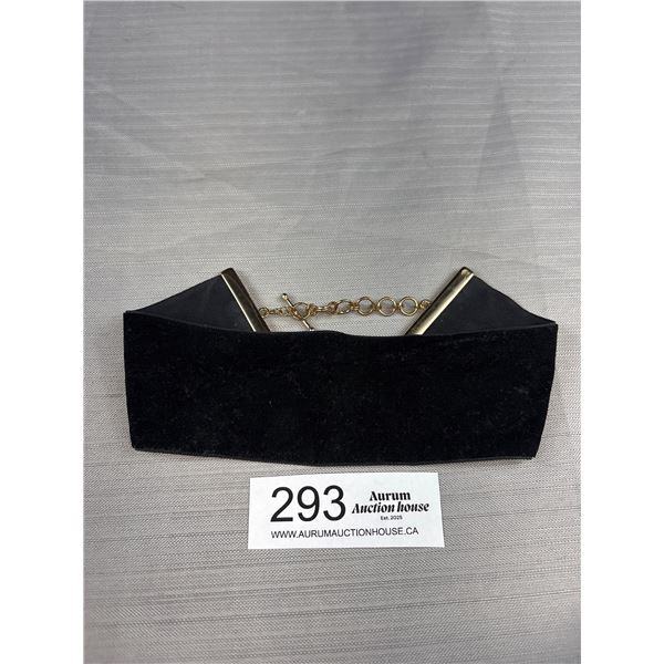 Gold Plated w/ Black Velvet Choker Bracelet