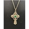 Image 2 : Vintage Silver Tone Cross + Chain Necklace