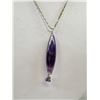 Image 2 : Vintage Carved or Faceted Genuine Amethyst Stone Pendant w/ Chain Necklace