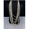 Image 2 : Vintage Multi Strands Silver w/ Faux Pearls Necklace Extra Length Very Orante