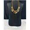 Image 1 : Vintage Bronze Plated w/ Faceted Glass Stones Necklace