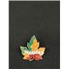 Image 2 : Vintage Enamel Maple Leaf Canada Brooch, Hand Signed Agnes, Dec 26 1950