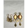 Image 2 : Pair of Vintage Cameo Silver Frog Dangle Filigree Earrings + Silver Cat Pin