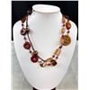 Image 2 : Vintage Extra Length Wood Beads + Resin Links Necklace