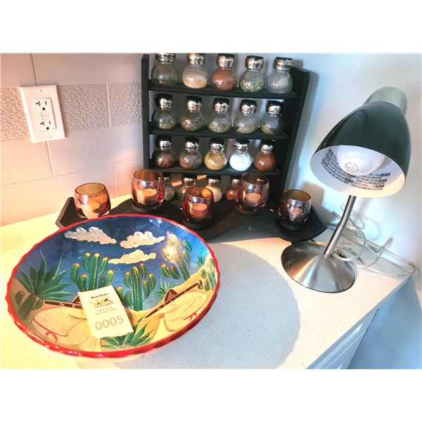 Decor, Lamp & Spice Rack. A