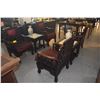 Image 2 : CHINESE HARDWOOD 3-PIECE SET: ARM CHAIRS W/CUSHIONS & MARBLE TOP CENTER TABLE (3 PCS)
