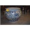 Image 2 : LARGE BLUE & WHITE PORCELAIN GARDEN JAR, DRAGON MOTIF (24" X 22")