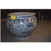 Image 3 : LARGE BLUE & WHITE PORCELAIN GARDEN JAR, DRAGON MOTIF (24" X 22")