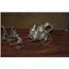Image 2 : CHINESE SILVER RICKSHAWS W/SALT CELLARS, PEPPERS, SALT SPOONS & GLASS INSERTS