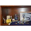 Image 1 : COLLECTION OF U.S. NAVY MEMORABILIA, MUGS, PLATE, PHOTOS, TRIVETS, FLAG, MEDALLION, ETC.