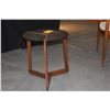 Image 2 : DESIGNER SIDE TABLE OF WALNUT & BLACK STEEL TOP (18" X 20"