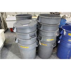 LOT OF GRAY GARBAGE CANS